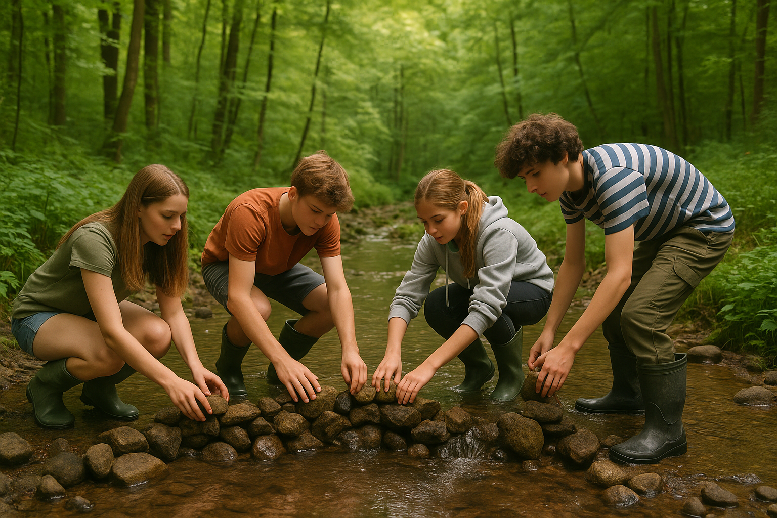 20250821 2319 budowanie tamy w lesie simple compose 01k377yb4efvv9avhvxs53x8b6